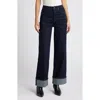Rails Getty High Waist Cuffed Wide Leg Jeans In Midnight Blues Cuffed