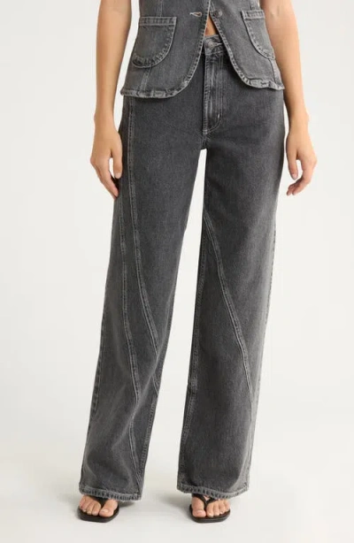 Rails Getty High Waist Twist Seam Wide Leg Jeans In Gray