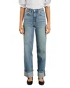 Rails Getty High Waist Cuffed Wide Leg Jeans In Baltic Sea Cuffed