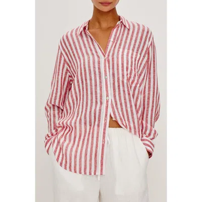 Rails Giada Stripe Linen Blend Button-up Shirt In Neutral