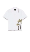 Rails Gibson Palm Tree Embroidered Short Sleeve Linen Blend Button-up Shirt In White