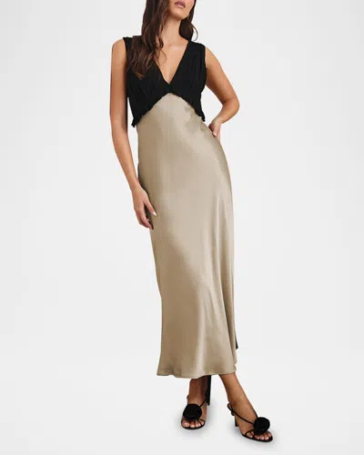Rails Gilda Combo Midi Dress In Champagne