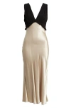Rails Gilda V-neck Mixed Media Cocktail Dress In Champagne