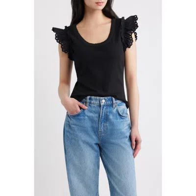Rails Giovanna Pointelle Stitch Top In Black