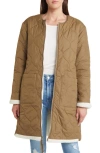 Rails Granger Reversible Quilted High Pile Fleece Coat In Ivory Olive Mix