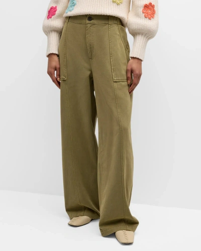 Rails Greer High-rise Straight-leg Twill Trousers In Green