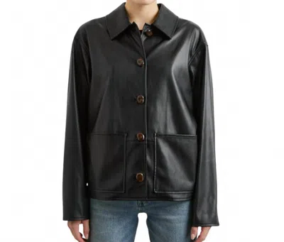 Rails Haisley Faux Leather Button-down Shirt Jacket In Black