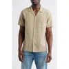 Rails Haney Textured Short Sleeve Cotton Button-up Shirt In Brown