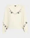 Rails Hanne Embroidered Half-placket Sweatshirt In Neutral