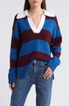 Rails Harris Collared Sweater In Rugby Stripe