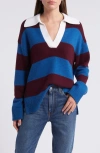 RAILS RAILS HARRIS STRIPE COTTON, WOOL & CASHMERE RUGBY SWEATER