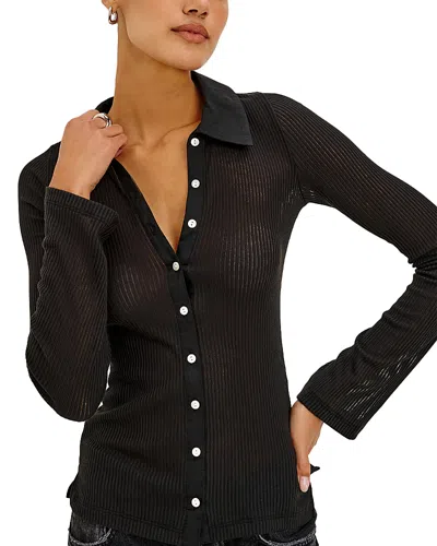 Rails Harvey Ribbed Cotton Blend Button Up Shirt In Black