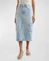 RAILS HIGHLAND CARGO DENIM MIDI SKIRT