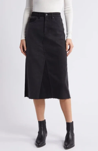 Rails Highland Two-tone Denim Midi Skirt In Black Patchwork