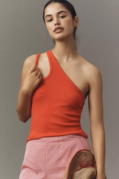 Rails Hira One-shoulder Keyhole Knit Tank Top In Red