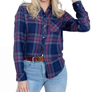 Rails Hunter Button Down Shirt In Navy Rose In Multi