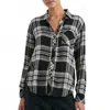 Rails Hunter Button Down Shirt In Ivory Cloud In Black