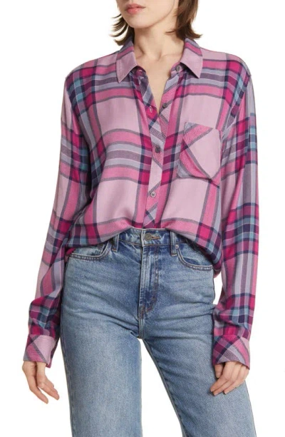 Rails Hunter Plaid Button-up Shirt In Navy Sea Magenta