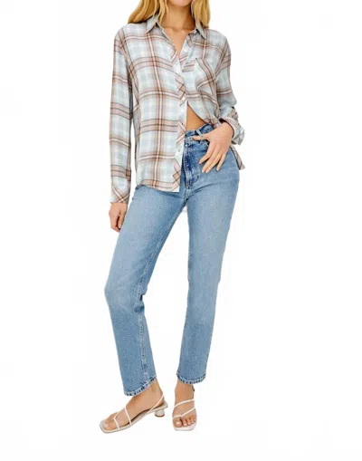 Rails Hunter Long Sleeve Plaid Shirt In Chambray Ivory Dune In Blue