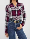 Rails Hunter Plaid Button Up Top In Lychee Navy In Multi