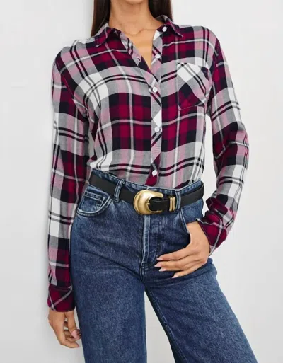 Rails Hunter Plaid Button Up Top In Lychee Navy In Multi