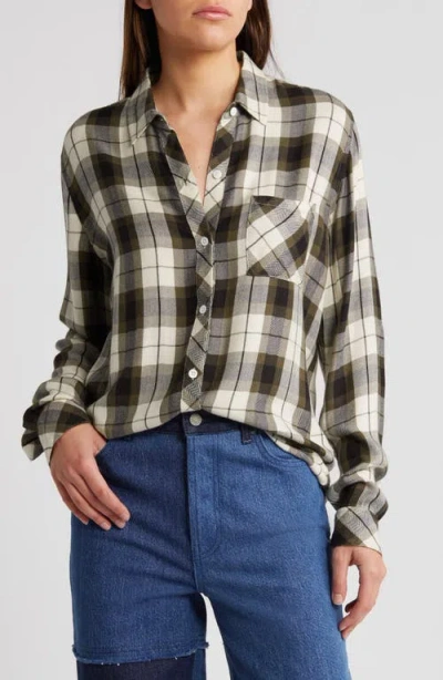 Rails Hunter Plaid Herringbone Button-up Shirt In Ivory Olive Ash