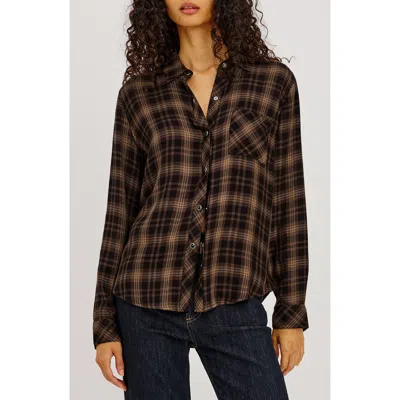 Rails Hunter Button Front Woven Shirt In Brown