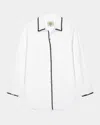 Rails Idania Embroidered Trim Organic Cotton Button-up Shirt In White