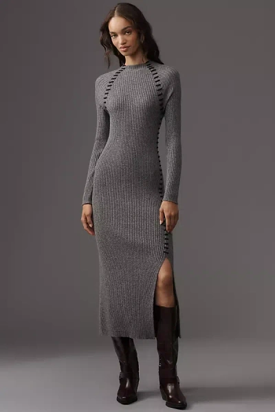 Rails Imara Long-sleeve Wool-silk Blend Midi Dress In Gray