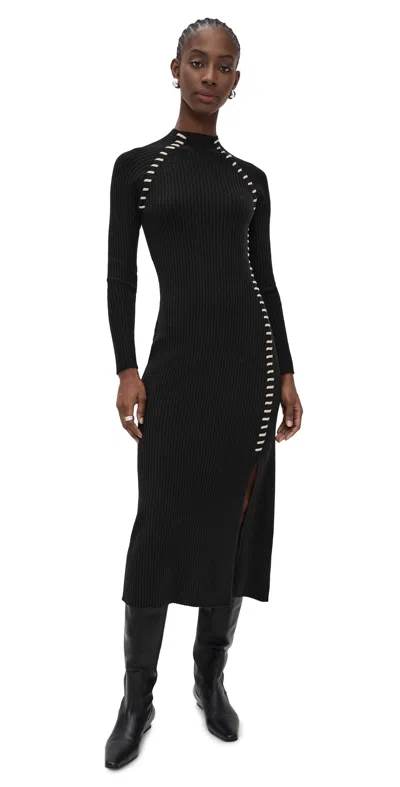 Rails Imara Sweater Dress Black Oat Blanket Stitch