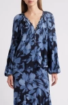 Rails Indi Floral Print Peasant Top In Midnight Lily