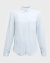 Rails Ingrid Raw-edge Button-front Chambray Shirt In Light Vintage