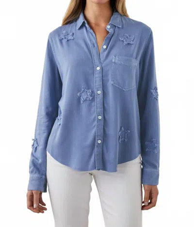 Rails Ingrid Raw Shirt In French Military Stars In Blue