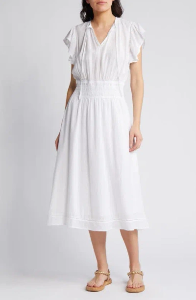 Rails Iona Linen Blend Midi Dress In White Lace