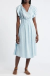 RAILS IONA STRIPE LINEN BLEND MIDI DRESS