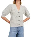 Rails Isla Button Front Cardigan In Grey With Crochet Daisies In Gray