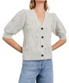 Rails Isla Cardigan In Grey With Crochet Daisies In Multi