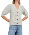 Rails Isla Button Front Cardigan In Grey With Crochet Daisies