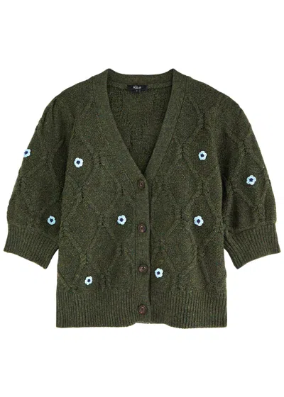 Rails Isla Floral-embroidered Cotton-blend Cardigan In Grey