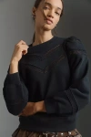 Rails Isles Crew-neck Lace Pullover In Black