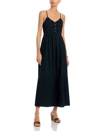 Rails Ivana Polished Stone Detail Cotton Maxi Dress In Black
