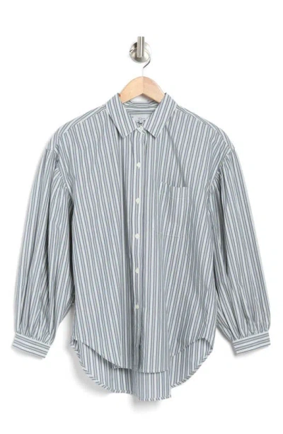 Rails Janae Stripe Puff Sleeve Shirt In Grey