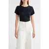 Rails Janis Gathered Sweetheart Organic Pima Cotton T-shirt In Black
