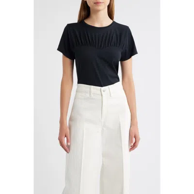 Rails Janis Gathered Sweetheart Organic Pima Cotton T-shirt In Black