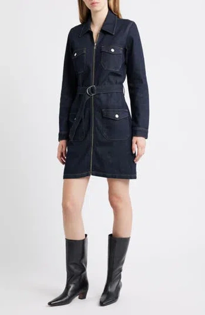 Rails Jefferson Belted Long Sleeve Utility Mini Shirtdress In Blue