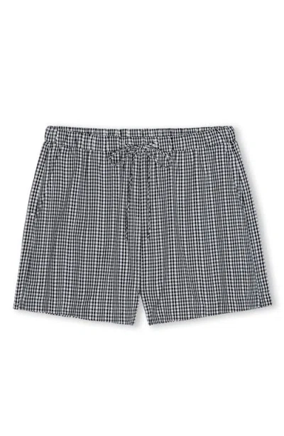 Rails Jenner Gingham Cotton Drawstring Shorts In Black