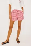 Rails Jenner Gingham Pull-on Linen Shorts In Red
