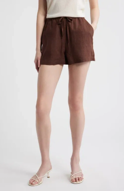 Rails Jenner Linen Drawstring Shorts In Brown