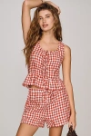 Rails Jenner Gingham Pull-on Linen Shorts In Red