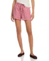 Rails Jenner Gingham Pull-on Linen Shorts In Red